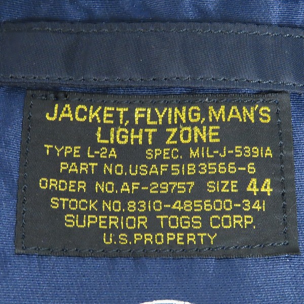 実際に弊社で買取させて頂いたBUZZ RICKSONS/バズリクソンズ  L-2A フライトジャケット BR12984 /44の画像 3枚目