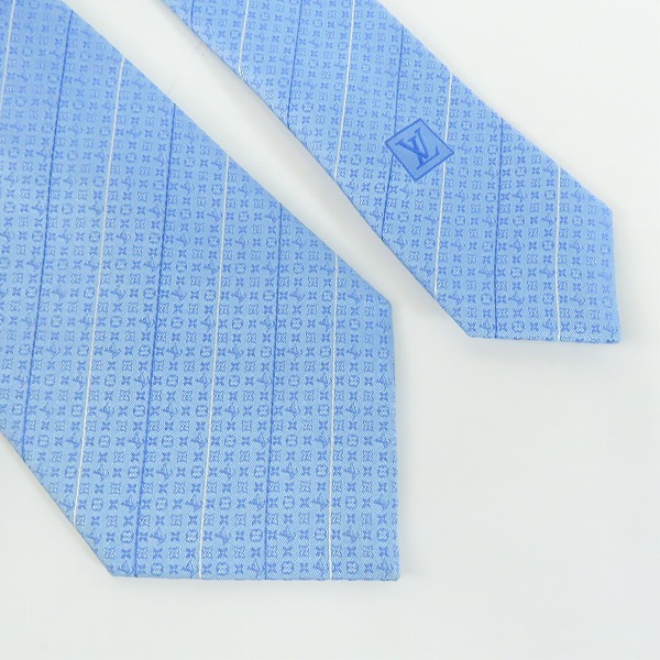 実際に弊社で買取させて頂いたLOUIS VUITTON/ルイ・ヴィトン モノグラム ネクタイ/シルク100％ ネクタイ ブルー MR0261 の画像 4枚目