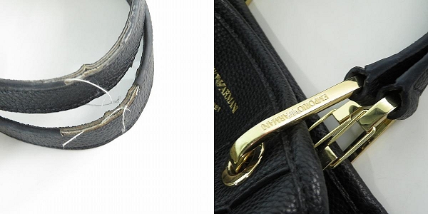 実際に弊社で買取させて頂いたEMPORIO ARMANI/エンポリオアルマーニ 2Way レザー ショルダー バッグの画像 9枚目