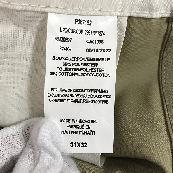 実際に弊社で買取させて頂いた【未使用】Dickies/ディッキーズ 874 Original Fit ワークパンツ カーキ 31×32 の画像 3枚目