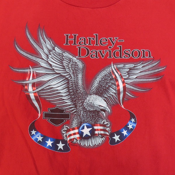 実際に弊社で買取させて頂いたHARLEY DAVIDSON/ハーレーダビッドソン イーグルプリント Tシャツ レッド/Mの画像 5枚目