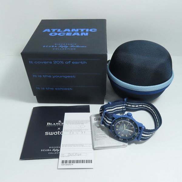 実際に弊社で買取させて頂いた【保証期間内】blancpain×swatch/ブランパン×スウォッチ ATLANTIC OCEAN ダイバーズウォッチ SO35A100の画像 5枚目