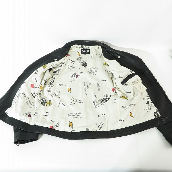 実際に弊社で買取させて頂いたSchottｘREMI RELIEF×Uncut Bound/ショット×レミレリーフ×アンカットバウンド ライダースジャケット 3191054/Mの画像 5枚目