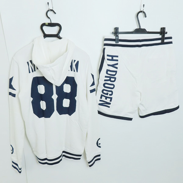 実際に弊社で買取させて頂いたHYDROGEN/ハイドロゲン New York 88 スカル/スター ジップアップパーカー/ショートパンツ セットアップ L/XLの画像 1枚目