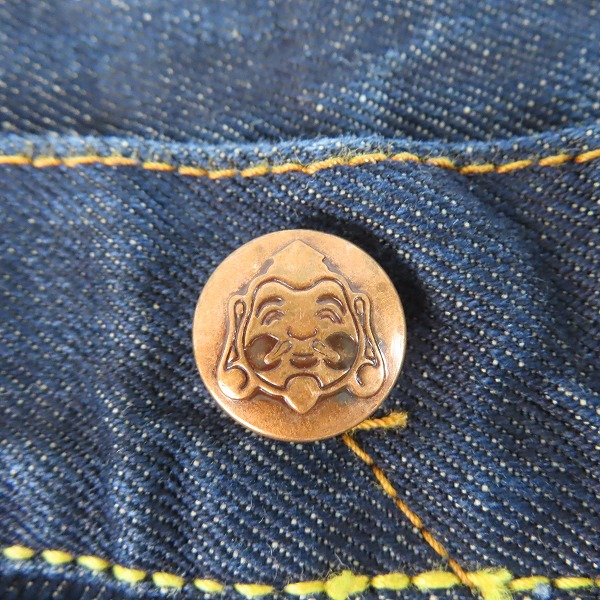 実際に弊社で買取させて頂いた【未使用】EVISU/エヴィス LOT:0331 カモ型抜き インディゴデニムパンツ EA04HJE03/34の画像 7枚目