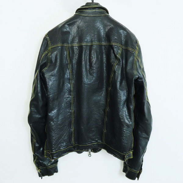 実際に弊社で買取させて頂いたISAMU KATAYAMA BACKLASH/バックラッシュ RIDE OR DIE ポーランドショルダーレザーイエローステッチジャケット 1529-05/XL(4)