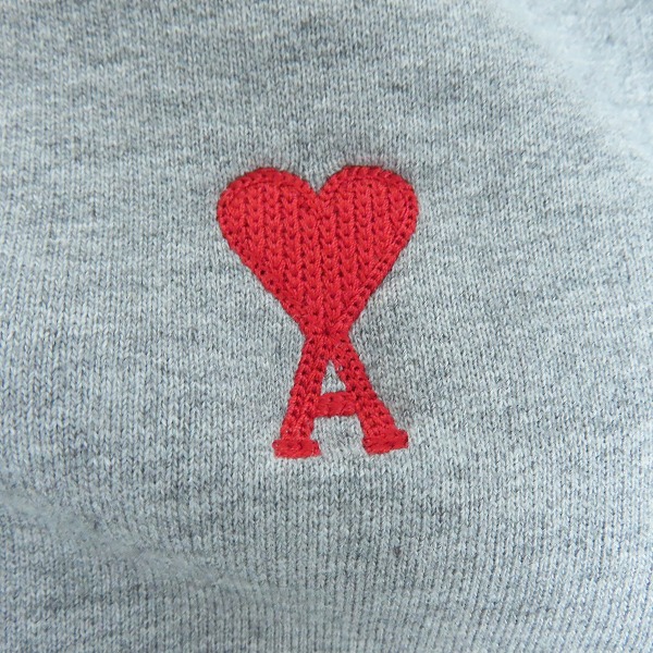 実際に弊社で買取させて頂いたAMI Alexandre Mattiussi/アミアレクサンドルマテュッシ ハートA刺繍 スウェット トレーナー グレー/Lの画像 5枚目