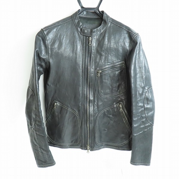 実際に弊社で買取させて頂いたBACKLASH/バックラッシュ ダブルショルダー カウレザー ステッチデザイン シングルライダースジャケット 935-02/1(S)