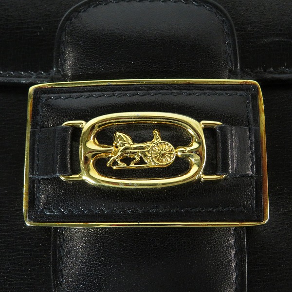 実際に弊社で買取させて頂いたCELINE/セリーヌ オールド 馬車金具 レザーショルダーバッグの画像 4枚目