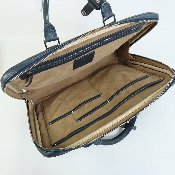 実際に弊社で買取させて頂いたYUKINO For UNITED ARROWS/ユキノ For ユナイテッドアローズ レザー ネイビー ビジネスバッグの画像 3枚目
