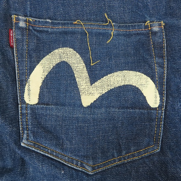 実際に弊社で買取させて頂いたEVISU/エヴィス No2 Lot.2000 カモメ プリント ボタンフライ デニムパンツ/33×35の画像 8枚目