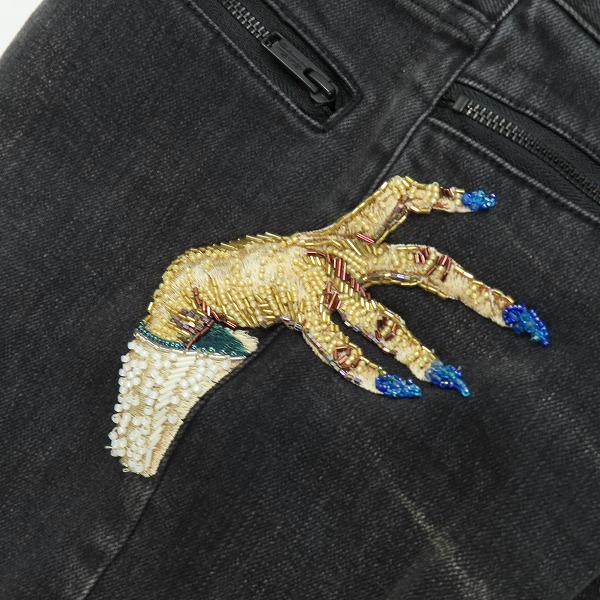 実際に弊社で買取させて頂いたUNDERCOVER/アンダーカバー 23AW ハンドビーズ ニーリップ加工 デニムスリムPT パンツ UC2C4510/1の画像 6枚目