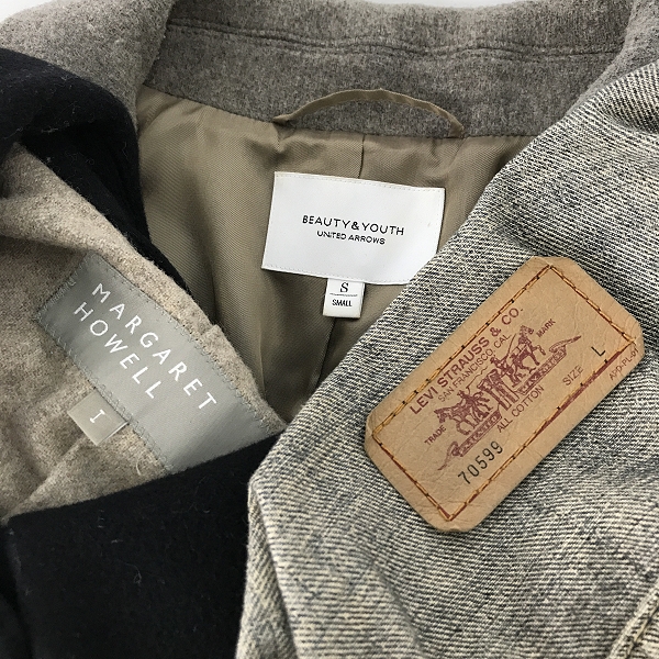 実際に弊社で買取させて頂いた【おまとめ】ユナイテッドアローズ/リーバイス/マーガレットハウエル 他 コート/デニムジャケット/アウター 等