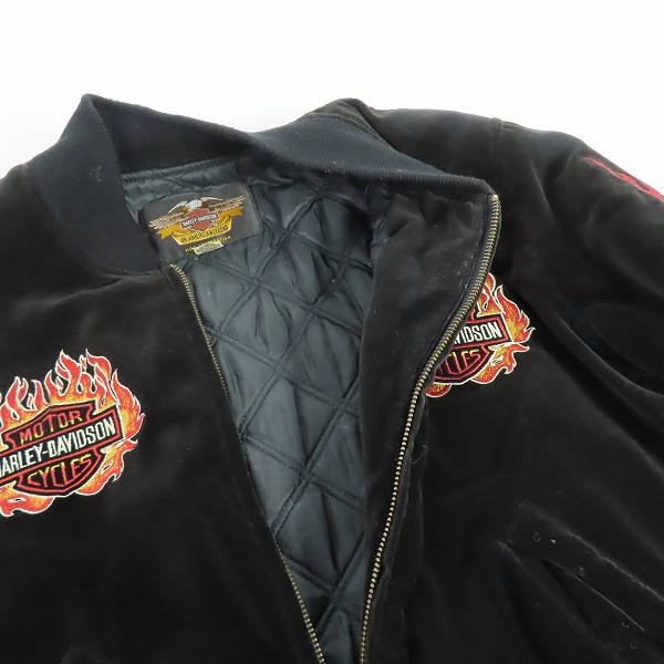 実際に弊社で買取させて頂いたHarley Davidson/ハーレーダビッドソン 90s ベロア ファイヤーパターン スカジャン/Mの画像 5枚目