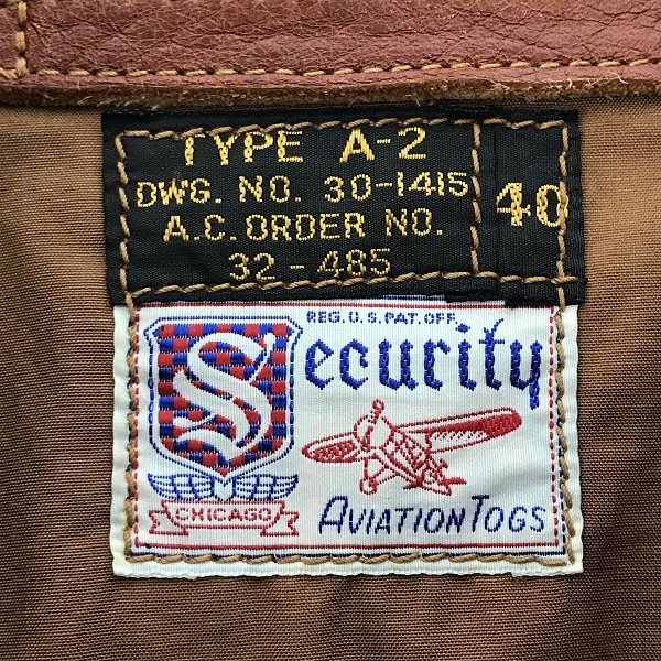 実際に弊社で買取させて頂いたBuzz Rickson’s/バズリクソンズ Security AVIATION TOGS  TYPE A-2  フライトジャケット/40の画像 2枚目