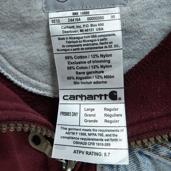 実際に弊社で買取させて頂いたCARHARTT/カーハート FR ハーフジップ デニムポケット付き スウェット/Lの画像 3枚目