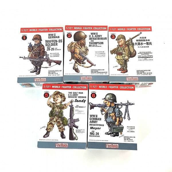 実際に弊社で買取させて頂いた【未組立】Fine Molds/ファインモールド 1/12? スケール ワールドファイターコレクション プラモデル 5点セット/鳥山明