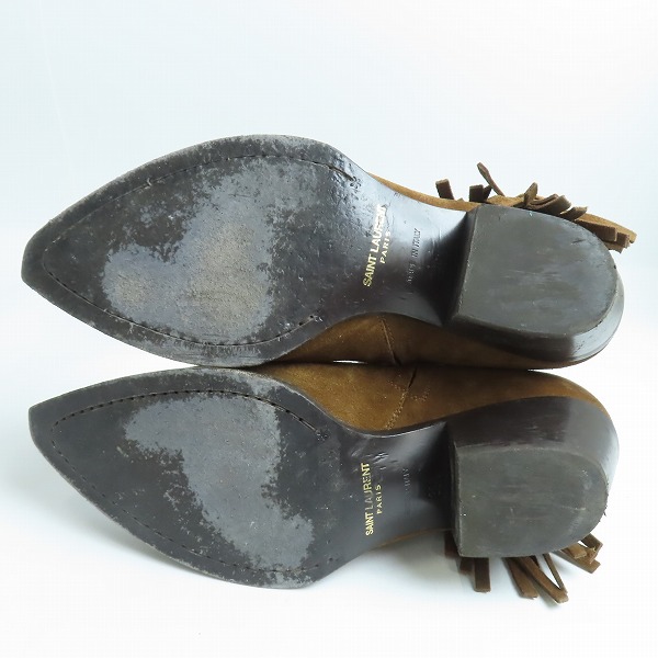 実際に弊社で買取させて頂いたSAINT LAURENT PARIS/サンローラン フリンジ サイドジップ スエード ヒールブーツ 579491/39.5の画像 2枚目