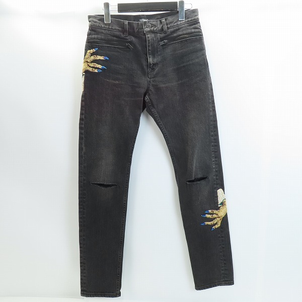 実際に弊社で買取させて頂いたUNDERCOVER/アンダーカバー 23AW ハンドビーズ ニーリップ加工 デニムスリムPT パンツ UC2C4510/1