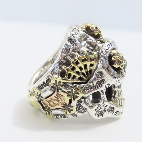 実際に弊社で買取させて頂いたBWL アルティメットマスタースカルリング w/2 18Kコフィン/スパイダーウェブ等 ゴールドサダー w/ストーンアイ/20-21号の画像 3枚目