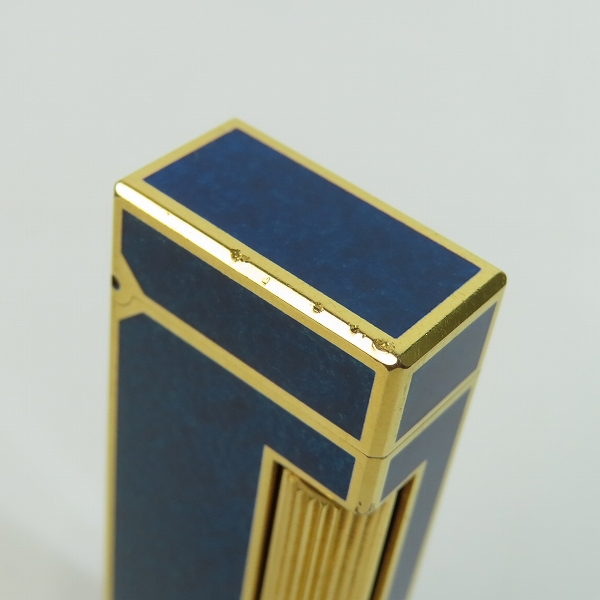 実際に弊社で買取させて頂いたdunhill/ダンヒル サイドローラー ガスライター ブルー×ゴールドの画像 5枚目
