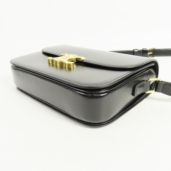 実際に弊社で買取させて頂いたCELINE/セリーヌ TRIOMPHE トリオンフ ミディアム ショルダー バッグ ブラックの画像 2枚目