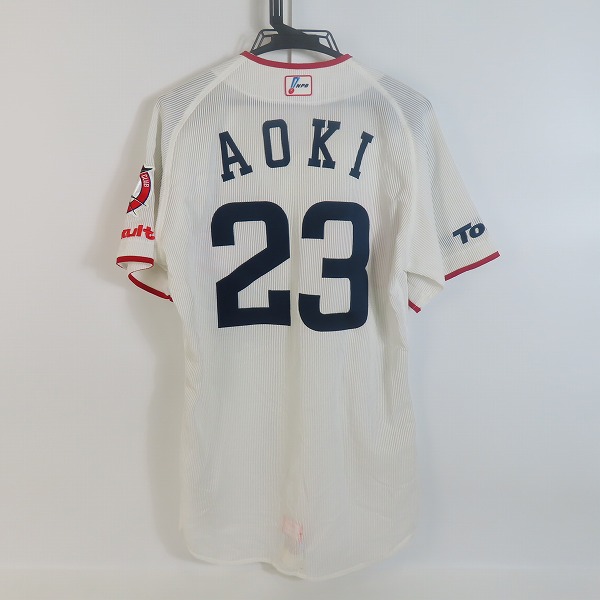 実際に弊社で買取させて頂いたデサント×ビームス NPBマーク/プロコレ 東京ヤクルトスワローズ  レプリカユニフォーム #23青木/Lの画像 1枚目