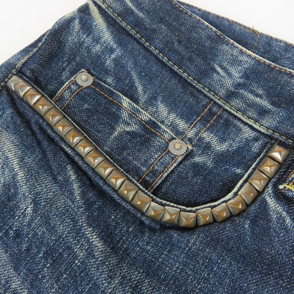 実際に弊社で買取させて頂いたHYSTERIC GLAMOUR/ヒステリックグラマー DEEP BLUE 加工 スタッズ デニムパンツ 0203AP06/34の画像 7枚目