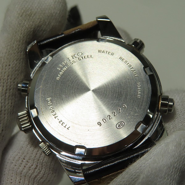 実際に弊社で買取させて頂いたSEIKO/セイコー SUS/サス Chronograph/クロノグラフ クォーツ 黒文字盤 7T32-7E90【動作未確認】の画像 3枚目