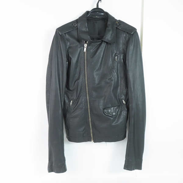実際に弊社で買取させて頂いた【難あり】Rick Owens/リックオウエンス Stooges Motorcycle Leather Jacket レザーダブルライダースジャケット RU7762/XSの画像 0枚目