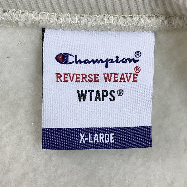 実際に弊社で買取させて頂いたWTAPS×Champion/ダブルタップス×チャンピオン  REVERSE WEVE/リバースウィーブ 裏起毛 スウェット トップス C8-U037/XLの画像 2枚目