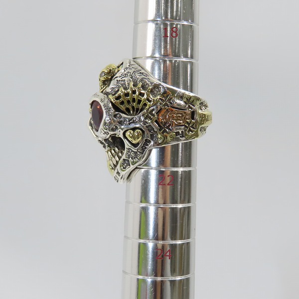 実際に弊社で買取させて頂いたBWL アルティメットマスタースカルリング w/2 18Kコフィン/スパイダーウェブ等 ゴールドサダー w/ストーンアイ/20-21号の画像 8枚目