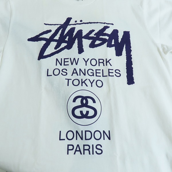 実際に弊社で買取させて頂いたSTUSSY/ステューシー ワールドツアー プリントTシャツ 半袖カットソー ホワイト Mの画像 4枚目