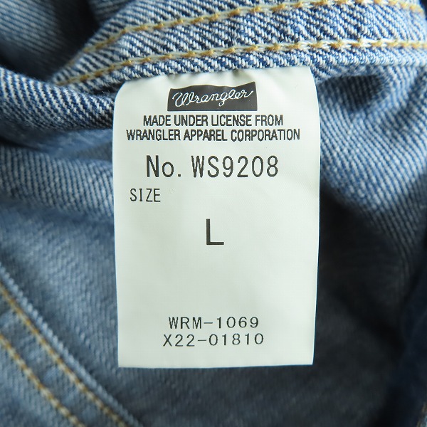 実際に弊社で買取させて頂いたWrangler×nano universe/ラングラー×ナノユニバース  ジップアップ デニムジャケット/Gジャン WS9208/Lの画像 3枚目