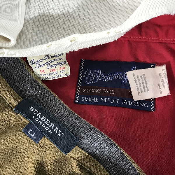 実際に弊社で買取させて頂いた【おまとめ】バーバリー/バズリクソンズ/ラングラー 他 シャツ/カーディガン 等