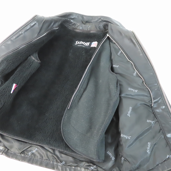 実際に弊社で買取させて頂いたSCHOTT/ショット ボアライナー付き シングルレザーライダースジャケット /38の画像 5枚目