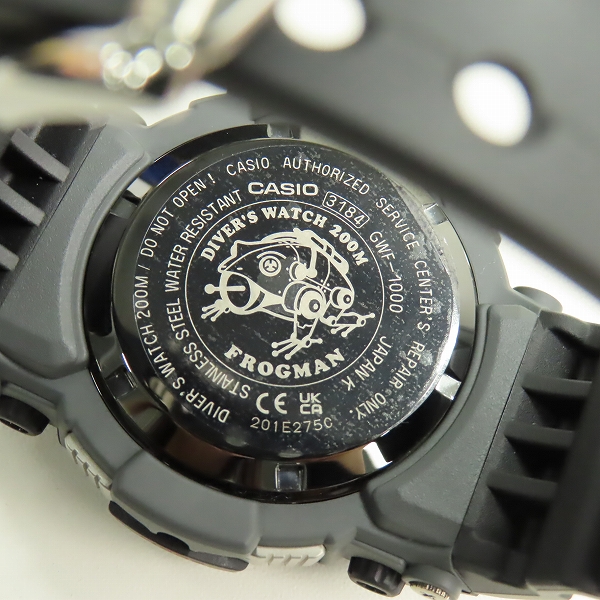 実際に弊社で買取させて頂いたG-SHOCK/Gショック FROGMAN/フロッグマン Master of G/マスターオブG ソーラー電波時計/ウォッチ GWF-1000-1JFの画像 3枚目