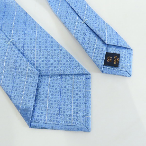 実際に弊社で買取させて頂いたLOUIS VUITTON/ルイ・ヴィトン モノグラム ネクタイ/シルク100％ ネクタイ ブルー MR0261 の画像 5枚目
