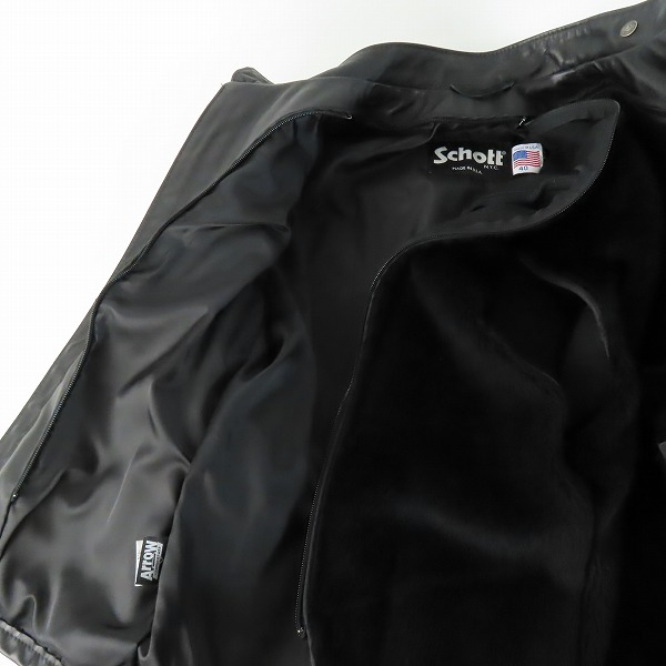 実際に弊社で買取させて頂いたSchott/ショット ファーライナー付き カウレザー/牛革 シングルライダースジャケット 6061/40の画像 5枚目