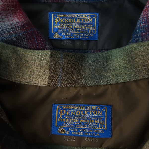 実際に弊社で買取させて頂いたPENDLETON/ペンドルトン 70S/ヴィンテージ/USA製  ウール チェック 開襟 オープンカラーシャツ 2点セットの画像 2枚目