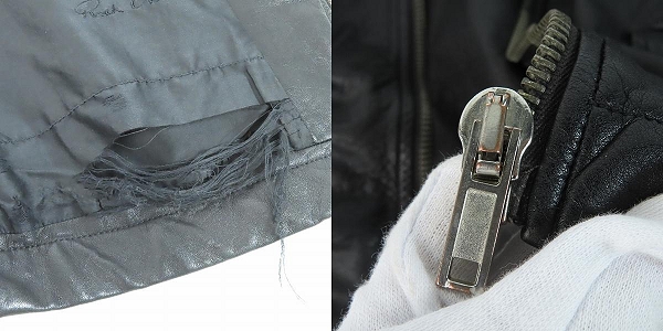 実際に弊社で買取させて頂いた【難あり】Rick Owens/リックオウエンス Stooges Motorcycle Leather Jacket レザーダブルライダースジャケット RU7762/XSの画像 9枚目