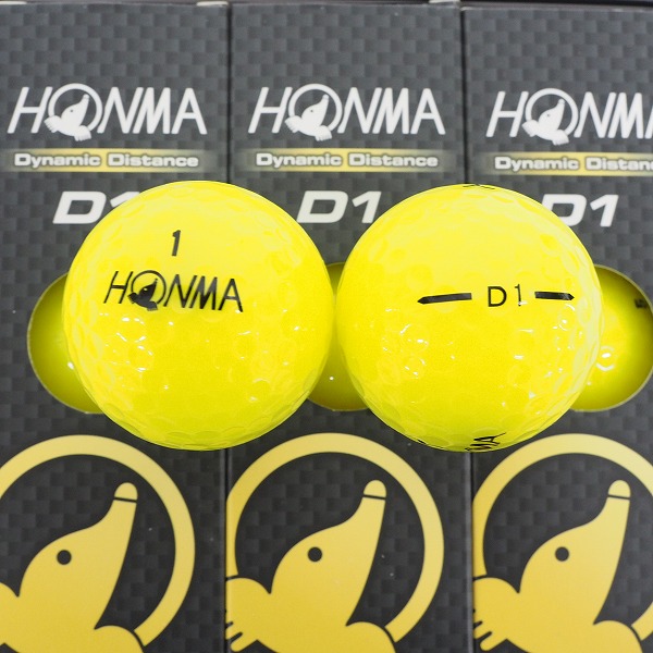 実際に弊社で買取させて頂いた【未使用】HONMA/ホンマ D1 DYNAMIC DISTANCE ゴルフボール イエロー・グリーン 計18個の画像 1枚目