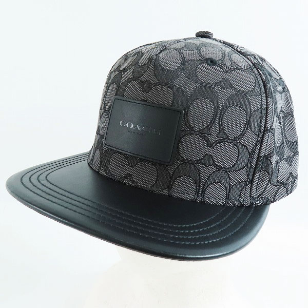 実際に弊社で買取させて頂いたCOACH/コーチ シグネチャー柄 ロゴワッペン キャップ 帽子 ブラック/グレー