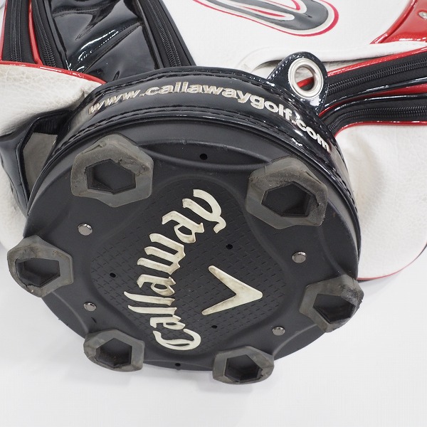 実際に弊社で買取させて頂いた【使用感有り】Callaway/キャロウェイ 5分割キャディバッグ ホワイトｘブラックｘレッドの画像 7枚目