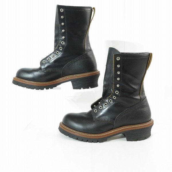 実際に弊社で買取させて頂いたRED WING/レッドウィング  9inch/インチ Logger Boots/ロガーブーツ レースアップ 茶芯 ブラック 9210/8.5Dの画像 3枚目