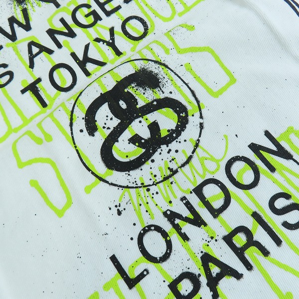 実際に弊社で買取させて頂いた【未使用】STUSSY/ステューシー ワールドツアー スプレー調 プリントTシャツ 半袖カットソー ホワイト Mの画像 5枚目