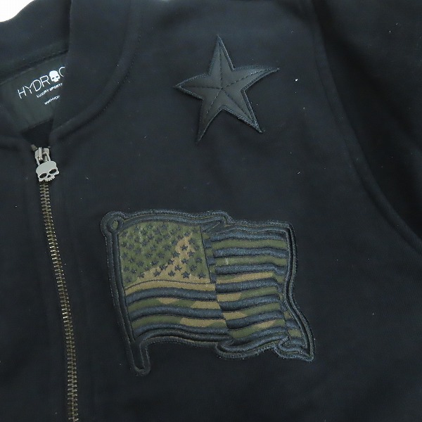 実際に弊社で買取させて頂いたHYDROGEN/ハイドロゲン 17AW スウェット ブルゾン レザー スター 星条旗ワッペン ジャケット Mの画像 6枚目