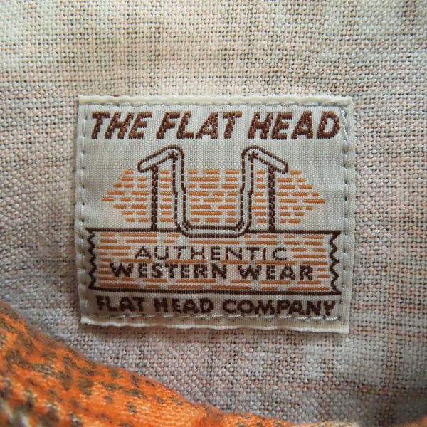 実際に弊社で買取させて頂いたTHE FLAT HEAD/フラットヘッド チェック ネルシャツ オレンジ/40の画像 2枚目