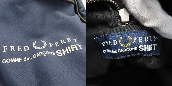 実際に弊社で買取させて頂いたCOMME des GARCONS SHIRT × FRED PERRY/コムデギャルソンシャツ×フレッドペリー コラボボストンバッグ ネイビー×ブラックの画像 4枚目