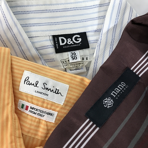 実際に弊社で買取させて頂いた【おまとめ】D&G/ドルチェアンドガッバーナ  nano universe/ナノユニバース Paul Smith/ポールスミス 他 シャツ
